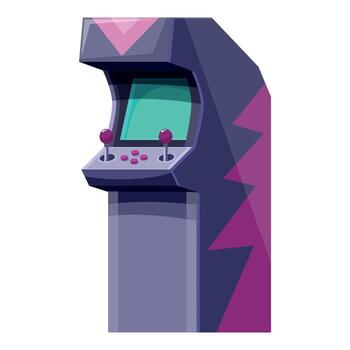 Retro arcade game machine displaying green screen on white background vector