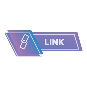 Purple and blue link button showing chain icon for website navigation vector