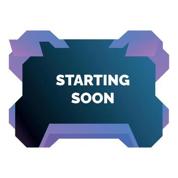 Starting soon sign with futuristic gradient frame design vector