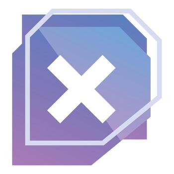 White cross sign on a purple gradient background with octagonal frame vector