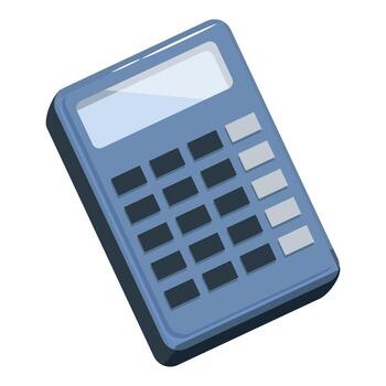 Blue calculator displaying empty screen for accounting and finance vector