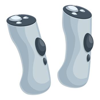 Two futuristic controllers resting on white background vector
