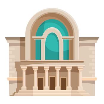 Elegant museum building with columns and arched window displaying architectural beauty vector