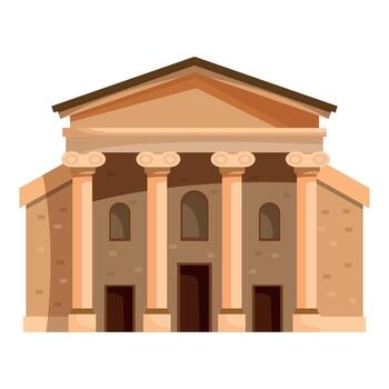 Majestic classical building with columns and brown roof evoking ancient architecture vector