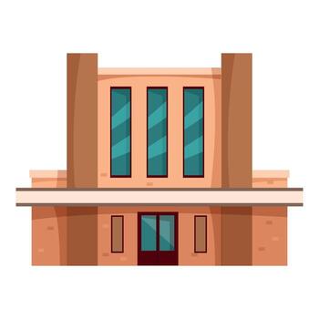 Modern building with large windows and brick facade representing urban architecture vector