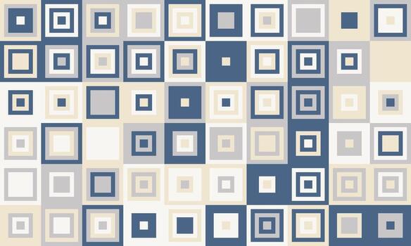 Abstract geometric pattern of nested squares in muted blues, beige, and grays. Ideal for website backgrounds, textile design, or modern art projects. vector
