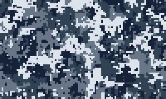 Abstract digital camouflage pattern in shades of blue and grey. Perfect for backgrounds, textures, or design elements needing a modern, tactical feel. vector