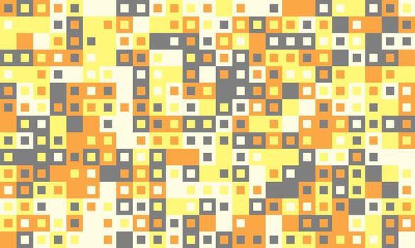 Abstract geometric pattern featuring a vibrant mosaic of yellow, orange, and gray squares. Ideal for website backgrounds, textile designs, or modern art projects. vector