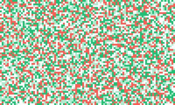 Abstract pixel art background with vibrant red, green, and white squares. Ideal for websites, presentations, or textile designs. Creates a dynamic, energetic, and playful mood. vector