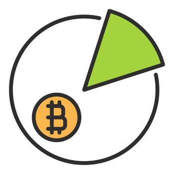 Bitcoin pie chart BTC Investment colored icon or design element vector