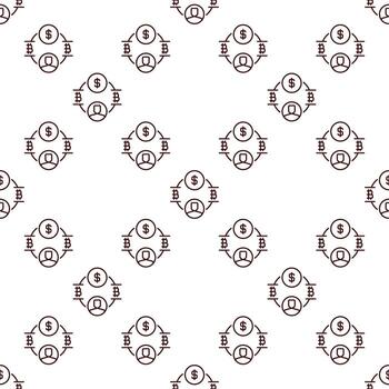 bitcoin con dólar y hombre invertir en btc sin costura modelo en Delgado línea estilo vector