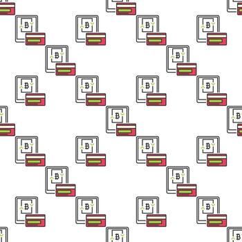 btc pago vía tableta bitcoin acumulación de colores sin costura modelo vector