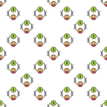 btc con dólar y hombre invertir en bitcoin de colores sin costura modelo vector