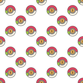 tarta gráfico con btc bitcoin inversión de colores sin costura modelo vector