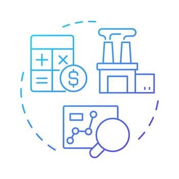 medición azul degradado concepto icono. recursos datos reunión. paso en capacidad organización procesos. redondo forma línea ilustración. resumen idea. gráfico diseño. fácil a utilizar en presentación vector