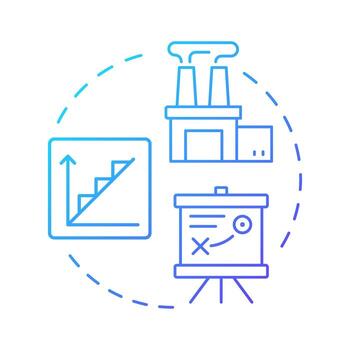 Lead strategy blue gradient concept icon. Increases resources for predicted demand. Capacity management. Round shape line illustration. Abstract idea. Graphic design. Easy to use in presentation vector