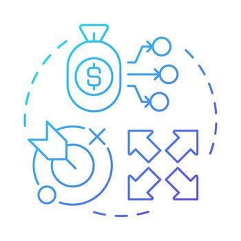 asignación azul degradado concepto icono. recursos planificación y control. paso en capacidad administración procesos. redondo forma línea ilustración. resumen idea. gráfico diseño. fácil a utilizar en presentación vector