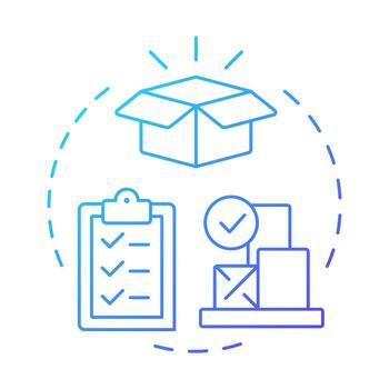 Inventory management blue gradient concept icon. Forecasting production needs. Benefit of capacity regulation. Round shape line illustration. Abstract idea. Graphic design. Easy to use in presentation vector
