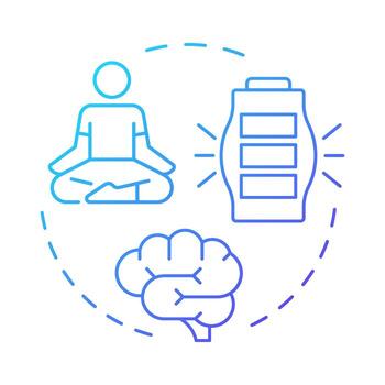 Minimize burnout blue gradient concept icon. Accurately aligning workforce. Benefit of capacity management. Round shape line illustration. Abstract idea. Graphic design. Easy to use in presentation vector