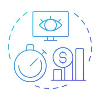 Monitoring blue gradient concept icon. Tracking of performance. Step in capacity management processes. Round shape line illustration. Abstract idea. Graphic design. Easy to use in presentation vector