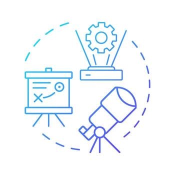 Making projections blue gradient concept icon. Future requirements. Step in capacity management processes. Round shape line illustration. Abstract idea. Graphic design. Easy to use in presentation vector