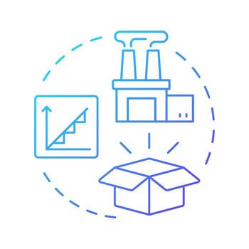 Lag strategy blue gradient concept icon. Increase production after demands. Capacity management regulation. Round shape line illustration. Abstract idea. Graphic design. Easy to use in presentation vector