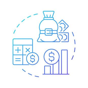 Improved budgeting blue gradient concept icon. Reduce financial surprises. Benefit of capacity regulation. Round shape line illustration. Abstract idea. Graphic design. Easy to use in presentation vector