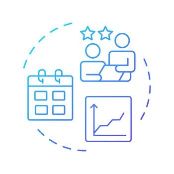 Workforce capacity management blue gradient concept icon. Forecast labor needs. Human resources organization. Round shape line illustration. Abstract idea. Graphic design. Easy to use in presentation vector