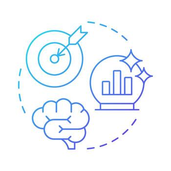 Demand forecast accuracy blue gradient concept icon. Alignment of resources. Capacity management metric. Round shape line illustration. Abstract idea. Graphic design. Easy to use in presentation vector