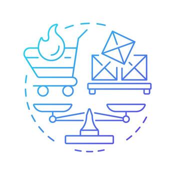Capacity vs demand blue gradient concept icon. Identify potential shortages. Resource management metric. Round shape line illustration. Abstract idea. Graphic design. Easy to use in presentation vector