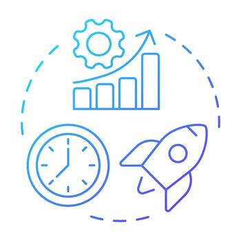 Throughput blue gradient concept icon. Actual performance and efficiency. Capacity management metric. Round shape line illustration. Abstract idea. Graphic design. Easy to use in presentation vector