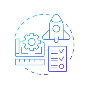 Development research blue gradient concept icon. Transforming insights into concrete results. Exploration. Round shape line illustration. Abstract idea. Graphic design. Easy to use in brochure vector