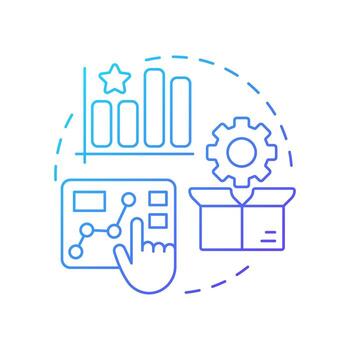 Testing blue gradient concept icon. Prototype evaluation under controlled realistic conditions. Innovation funnel. Round shape line illustration. Abstract idea. Graphic design. Easy to use in brochure vector