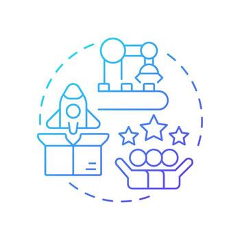 Full deployment blue gradient concept icon. Operational use. Technology readiness level. Product development. Round shape line illustration. Abstract idea. Graphic design. Easy to use in brochure vector