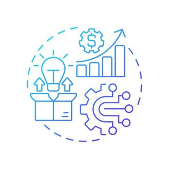 Inside out open innovation blue gradient concept icon. Outward transfer of internal knowledge and technologies. Round shape line illustration. Abstract idea. Graphic design. Easy to use in brochure vector