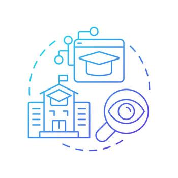 University blue gradient concept icon. Knowledge producers and talent developers facility. Triple helix model. Round shape line illustration. Abstract idea. Graphic design. Easy to use in brochure vector