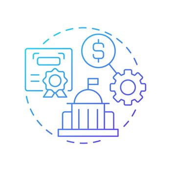 Government blue gradient concept icon. Enabler and regulator of innovation. Legal framework. Triple helix model. Round shape line illustration. Abstract idea. Graphic design. Easy to use in brochure vector