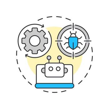 Test execution multi color concept icon. Bug analysis, tracking. Artificial intelligence. Round shape line illustration. Abstract idea. Graphic design. Easy to use in infographic, presentation vector