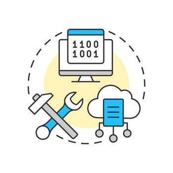 Test environment setup multi color concept icon. Cloud technology. Software engineering. Round shape line illustration. Abstract idea. Graphic design. Easy to use in infographic, presentation vector