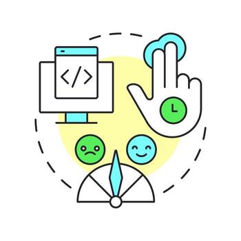 Usability testing multi color concept icon. Customer experience. Coding, programming. Round shape line illustration. Abstract idea. Graphic design. Easy to use in infographic, presentation vector