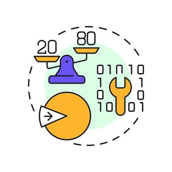 defecto agrupamiento multi color concepto icono. software desarrollo. codificación, programación. redondo forma línea ilustración. resumen idea. gráfico diseño. fácil a utilizar en infografía, presentación vector