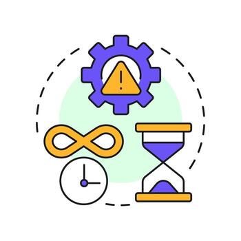 Exhaustive testing is impossible multi color concept icon. Time management, control. Round shape line illustration. Abstract idea. Graphic design. Easy to use in infographic, presentation vector