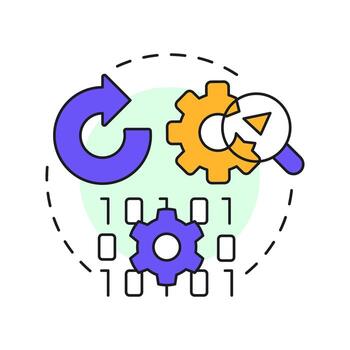 pesticida paradoja multi color concepto icono. software ingeniería, programación. redondo forma línea ilustración. resumen idea. gráfico diseño. fácil a utilizar en infografía, presentación vector