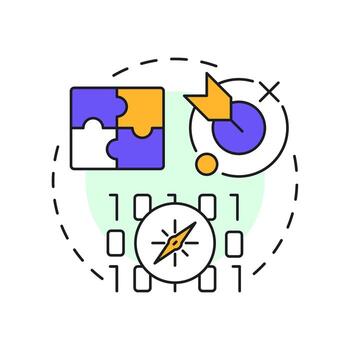 Testing is context-dependent multi color concept icon. System analysis. Coding, programming. Round shape line illustration. Abstract idea. Graphic design. Easy to use in infographic, presentation vector