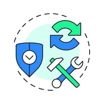 Maintenance multi color concept icon. Software engineering, security. Repair, technology. Round shape line illustration. Abstract idea. Graphic design. Easy to use in infographic, presentation vector