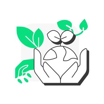 Planting and seeding flat outline concept icon. Jumpstart ecosystem recovery process. Phase of wetland restoration. Modern line illustration with green glyphs. Conceptual visual. Easy to edit vector