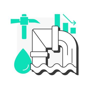 uso excesivo de agua recursos plano contorno concepto icono. insostenible utilizar peligro. porque de agua dulce escasez. moderno línea ilustración con verde glifos. conceptual visual. fácil a editar vector