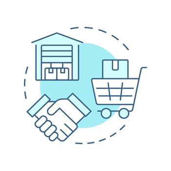 Vendor managed inventory soft blue concept icon. Supplier control of material. Resources management method. Round shape line illustration. Abstract idea. Graphic design. Easy to use in article vector