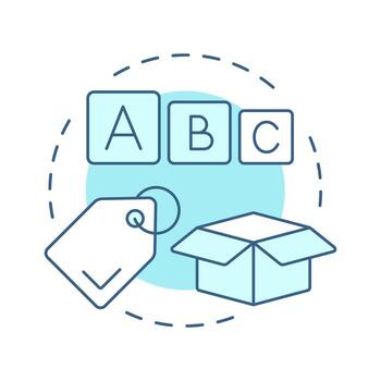 a B C análisis suave azul concepto icono. productos valor comparación proceso. inventario administración método. redondo forma línea ilustración. resumen idea. gráfico diseño. fácil a utilizar en artículo vector