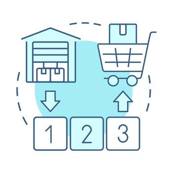 FIFO soft blue concept icon. First in, first out for selling. Inventory management method and technique. Round shape line illustration. Abstract idea. Graphic design. Easy to use in article vector